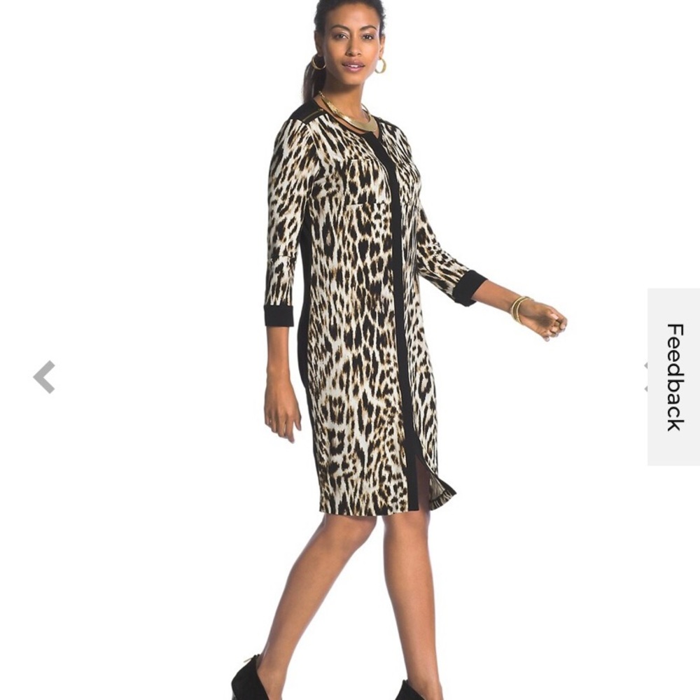 Chicos - NWT Retails $129 Speckled Leopard Blocked Shirt Dress
